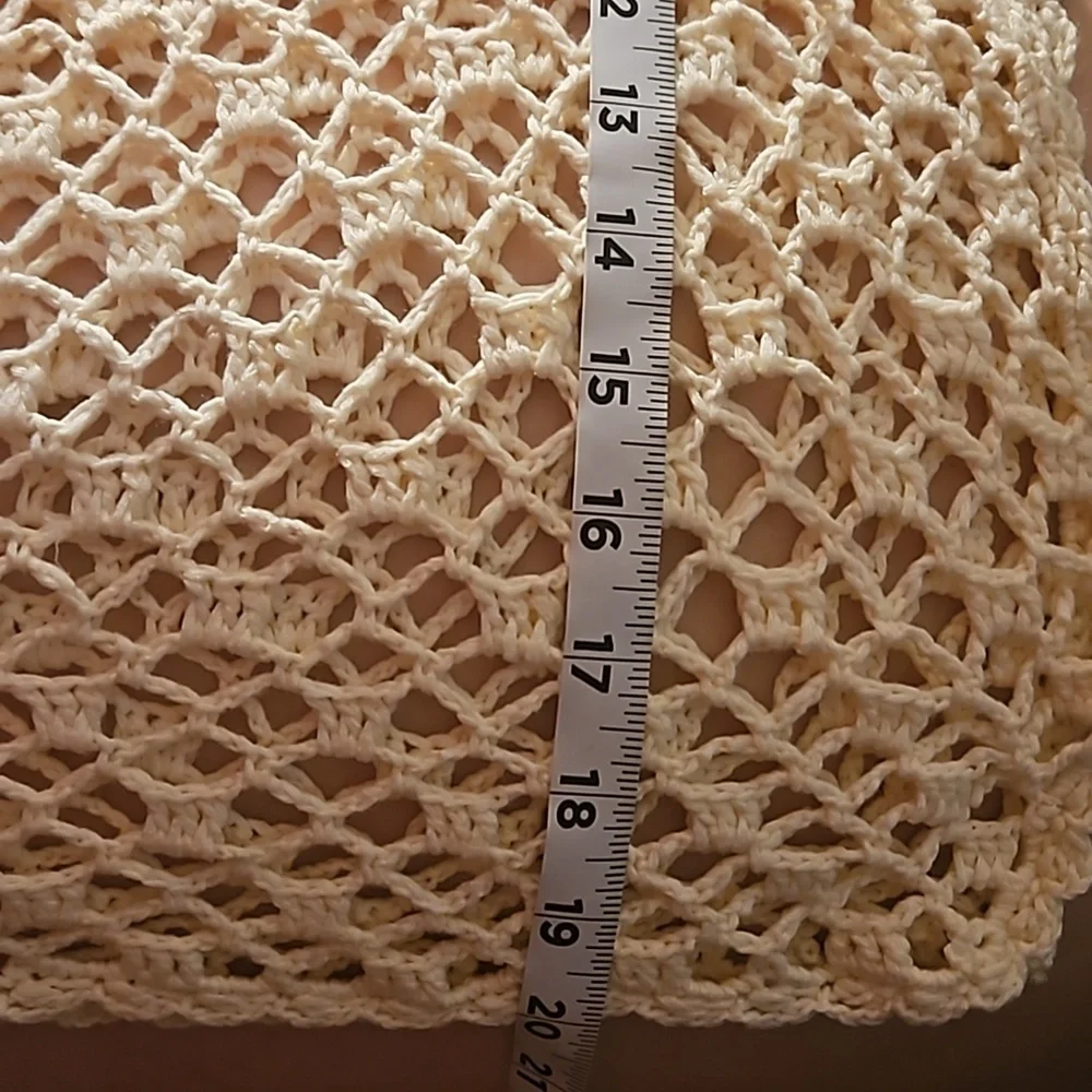 Hand Crafted Crochet Crop-Top Handmade Fishnet Swim Design Cream Summer Layer OS - Picture 16 of 17